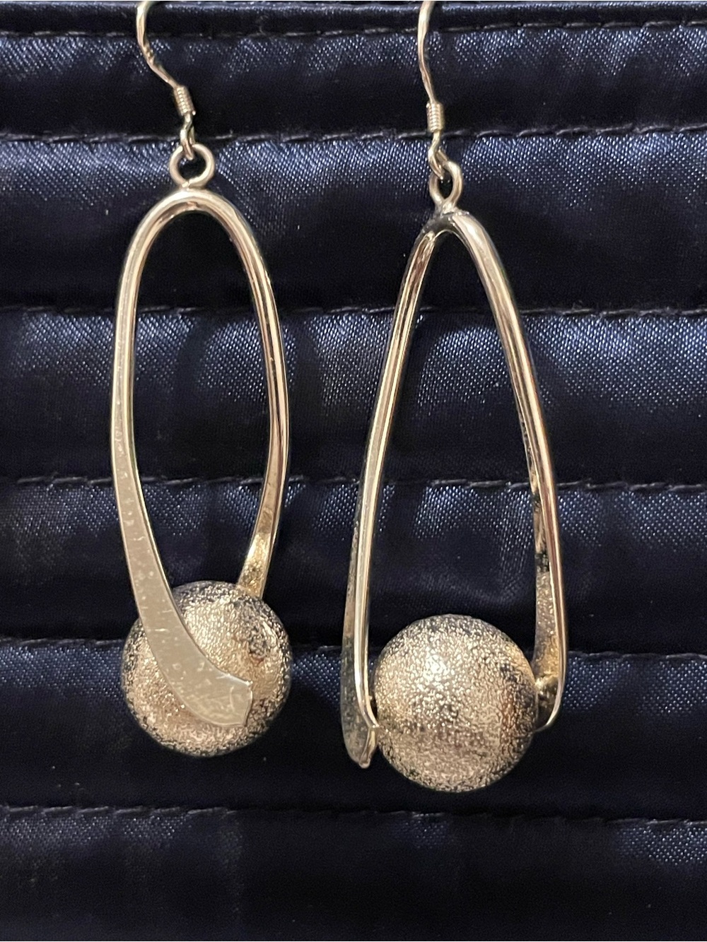 Sterling Silver Drop Earrings with Textured Sphere